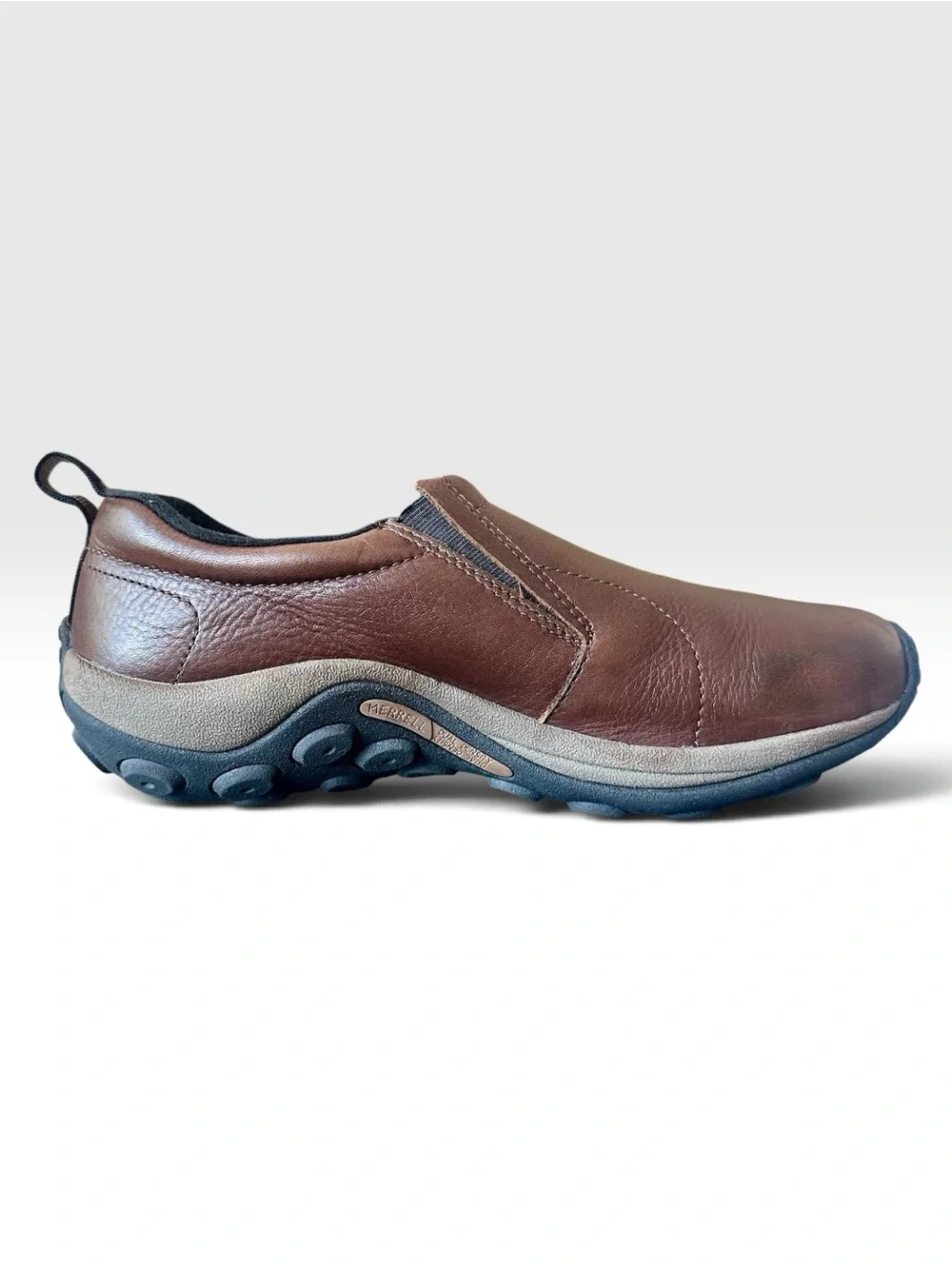 Merrell Jungle Moc J39817 Mens 8.5 Brown Leather Slip On Walking Shoes Comfort